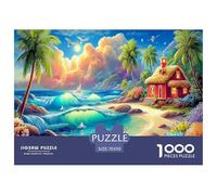 Puzzle da 1000 pezzi in carta riciclata con vaso di fiori da spiaggia, isola tropicale con spiaggia - per adulti, gioco educativo, decorazione da parete decompressiva, 70x50 cm/1000 pezzi
