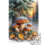 Puzzle da 1000 Pezzi in Carta Riciclata Scena di Funghi Autunnali: Funghi nel Bosco d'Autunno per Adulti 14-99 Anni Decorazione Casa e Regalo 52x38cm/1000 pezzi