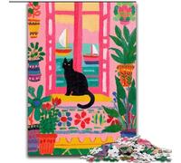 Puzzle da 1000 pezzi in cartone artistico astratto raffigurante un gatto nero Attività di unione familiare, feste e compleanni (dimensioni 26x38cm)