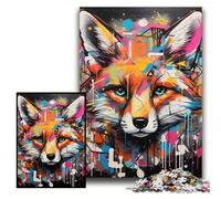 Puzzle da 1000 pezzi in cartone con graffiti di volpe, 26x38cm. Regalo perfetto per la festa della mamma, compleanni, Natale.