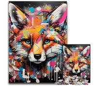 Puzzle da 1000 pezzi in cartone con graffiti di volpe, relax e sfida, decorazione colorata per la casa, amici, 26X38CM/10,23x14,96 pollici.