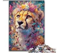 Puzzle da 1000 pezzi in cartone con motivo a fiori e leopardo per adulti, perfetti per decorare casa e ufficio, feste, compleanni e regali di Natale (dimensioni 26x38cm)
