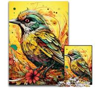 Puzzle da 1000 pezzi in cartone con passero verde, relax e sfida, decorazione colorata per la casa, amici, 26X38CM/10,23x14,96 pollici.