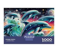 Puzzle da 1000 pezzi in cartone liscio e robusto con mammiferi dell'oceano cosmico, motivo: delfino, per adulti, attività per i giorni di pioggia, regalo per il tempo libero, 38x26 cm/1000 pezzi