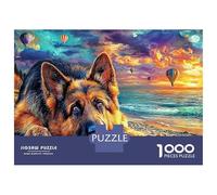 Puzzle da 1000 pezzi in cartone liscio e robusto raffigurante una coppia di cani da pastore tedesco, per adulti, per attività nei giorni di pioggia, per le vacanze, per il tempo 70x50 cm/1000 pezzi