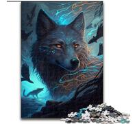 Puzzle da 1000 pezzi in cartone raffigurante il lupo con il suo fulmine nero, un rompicapo stimolante per adolescenti, divertente serata di giochi in famiglia, dimensioni 38x26cm