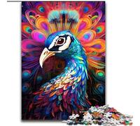 Puzzle da 1000 pezzi in cartone raffigurante un pavone psichedelico, regalo perfetto per compleanni, Natale, Halloween, Ringraziamento, Pasqua (dimensioni 26x38cm)