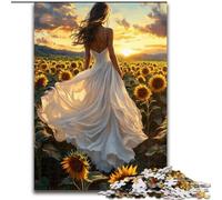 Puzzle da 1000 pezzi in cartone raffigurante una donna girasole, attività di unione familiare, feste e compleanni (dimensioni 26x38cm)