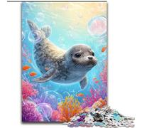 Puzzle da 1000 pezzi in cartone raffigurante una foca marina, attività di unione familiare, feste e compleanni (dimensioni 26x38cm)