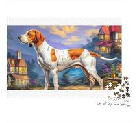 Puzzle da 1000 pezzi in cartone riciclato al 100% raffigurante un beagle che riposa all'ombra, per adulti. Un puzzle decorativo unico e bellissimo, 38x26 cm/1000 pezzi.