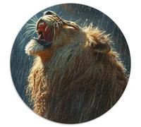 Puzzle da 1000 pezzi in cartone rotondo raffigurante il leone ruggente, per adolescenti e famiglie, perfetto come decorazione fai da te e come sfida per stimolare la mente (dimensioni 67,5x67,5 cm)