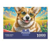 Puzzle da 1000 pezzi in cartone spesso liscio con motivo a anguria e fiore, motivo Welsh Corgi, per adulti, da incorniciare, per attività in famiglia nei giorni di pioggia, 38x26 cm/1000 pezzi