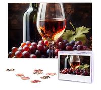 Puzzle da 1000 pezzi in legno Art Vino Rosso Galsses & Grapes Foto Puzzle personalizzato per adulti Puzzle personalizzati Puzzle impegnativi per regalo di nozze di famiglia