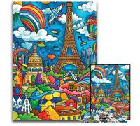 Puzzle da 1000 pezzi in legno colorato con città, per adulti, rompicapo e decorazioni per la casa, regalo perfetto per le feste, 50x75CM/19,68x29,52 pollici