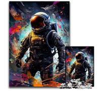 Puzzle da 1000 pezzi in legno con astronauta per adulti, rompicapo fai da te stimolante, gioco perfetto per famiglie o regalo decorativo 50x75CM/19,68x29,52 pollici