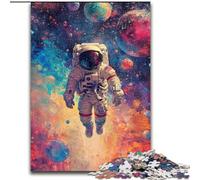 Puzzle da 1000 pezzi in legno con astronauti colorati nello spazio, attività divertente da fare a casa, 50x75cm, gioco rompicapo per adolescenti, regalo perfetto per le feste