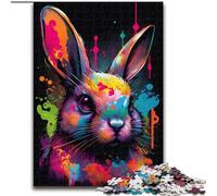 Puzzle da 1000 pezzi in legno con coniglietto pasquale colorato, ideale per decorare casa e ufficio, regalo perfetto per compleanni, 50x75cm, per uomini e donne