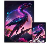 Puzzle da 1000 pezzi in legno con dinosauri e favole al neon, perfetto per decorazioni per la casa, compleanni, feste e regali, 50x75CM/19,68x29,52 pollici.