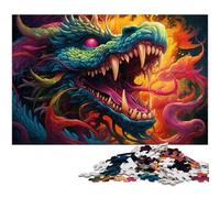 Puzzle da 1000 pezzi in legno con drago cinese colorato, decorazione fai da te, sfida per il cervello, per adulti, famiglia, regalo di Natale 50x75CM / 19,68x29,52 pollici