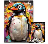 Puzzle da 1000 pezzi in legno con graffiti a forma di pinguino, per adulti, rompicapo fai da te, perfetto gioco per famiglie o regalo decorativo, 50x75CM/19,68x29,52 pollici.