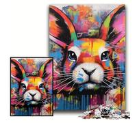 Puzzle da 1000 pezzi in legno con graffiti di coniglio, 50x75cm, sfida per la mente, attività educativa per adolescenti