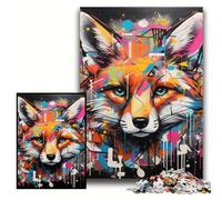 Puzzle da 1000 pezzi in legno con graffiti di volpe, dimensioni 50x75cm, gioco interattivo per famiglie, decorazione fai da te per la casa, regalo rompicapo