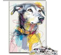 Puzzle da 1000 pezzi in legno con motivo astratto a forma di cane per adulti, perfetto per decorare casa e ufficio, feste, compleanni e regali di Natale (dimensioni 50x75cm)