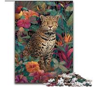 Puzzle da 1000 pezzi in legno con motivo leopardo della giungla, 50x75cm, decorazione colorata per la casa e gioco interattivo per famiglie