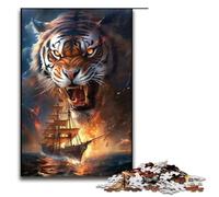 Puzzle da 1000 pezzi in legno con tigre motivo anime per bambini interazione genitori-figli 1000 pezzi (75x50 cm)