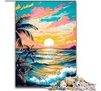 Puzzle da 1000 pezzi in legno con tramonto sulla spiaggia, attività divertente da fare a casa, 50x75cm, decorazione fai da te, regalo per le vacanze che stimola il cervello