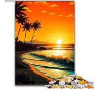 Puzzle da 1000 pezzi in legno con tramonto sulla spiaggia, ideale per decorare casa e ufficio, regalo perfetto per compleanni, 50x75cm, per uomini e donne