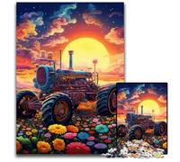 Puzzle da 1000 pezzi in legno con trattore colorato, decorazione fai da te, sfida per il cervello, per adulti, famiglia, regalo di Natale 50x75CM/19,68x29,52 pollici