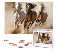 Puzzle da 1000 pezzi in legno con tre cavalli in esecuzione Foto Puzzle personalizzato per adulti Puzzle personalizzati Puzzle impegnativi per regalo di nozze in famiglia