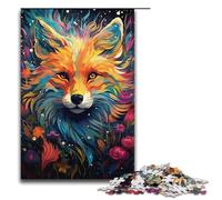 Puzzle da 1000 pezzi in legno per bambini motivo: volpe da colorare per interagire con i genitori e i figli 38x26 cm.
