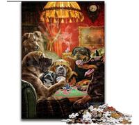 Puzzle da 1000 pezzi in legno raffigurante un cane che gioca a poker, attività divertente da fare a casa, 50x75cm, gioco rompicapo per adolescenti, regalo perfetto per le feste