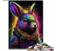 Puzzle da 1000 pezzi in legno raffigurante un coniglietto pasquale colorato,idea regalo per le feste,opera d'arte divertente,opera d'arte dettagliata 50x75cm per compleanni,vacanze,Natale,Halloween