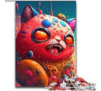 Puzzle da 1000 pezzi in legno raffigurante un gatto rosso psichedelico, idea regalo unica per la casa fai da te, 50x75cm, per adolescenti e famiglie, decorazione fai da te perfetta e sfida stimolante