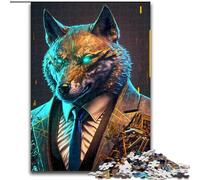 Puzzle da 1000 pezzi in legno raffigurante un manager lupo in abito,perfetto per divertirsi in famiglia durante i compleanni e il Natale,50x75cm,gioco educativo e divertente per decorare la casa