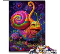 Puzzle da 1000 pezzi in legno raffigurante una lumaca psichedelica colorata,idea regalo per le feste,opera d'arte divertente,opera d'arte dettagliata,50x75cm Natale o compleanni