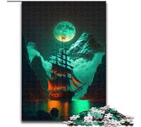 Puzzle da 1000 pezzi in legno raffigurante una nave pirata, un rompicapo stimolante per adolescenti, un gioco interattivo divertente per tutta la famiglia, 1000 pezzi(50x75cm)