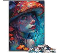 Puzzle da 1000 pezzi in legno raffigurante una ragazza con un fungo colorato,regalo perfetto per genitori,amanti e amici - età 14+,dimensioni 50x75cm,coinvolgente attività per serate di gioco