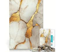 Puzzle da 1000 pezzi in marmo bianco e oro,gioco di sfida mentale,taglio di alta precisione,divertente sfida per il tempo di attesa (38x26cm)