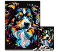 Puzzle da 1000 pezzi in miniatura del cane da pastore americano per adulti, gioco interattivo per famiglie, regalo artigianale con opere d'arte colorate 26X38CM/10,23x14,96 pollici