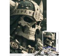 Puzzle da 1000 pezzi in pietra con teschio vichingo e rune giocattoli fai da te regali per donne e uomini gioco educativo per migliorare l'amore tra coppie dimensioni 38x26cm