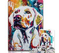 Puzzle da 1000 pezzi in stile Basquiat con Labrador, regalo per adolescenti, sfida difficile antistress, rafforza l'amore tra coppie (38x26cm)