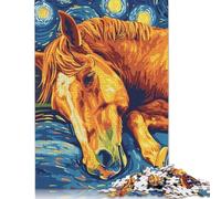 Puzzle da 1000 pezzi in stile cavallo nella notte stellata per adulti e adolescenti, puzzle in legno per adulti, puzzle da 1000 pezzi (75x50 cm)