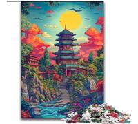 Puzzle da 1000 pezzi in stile giapponese a forma di torre per adulti, attività di unione familiare, regalo per la casa, gioco di ruolo per famiglie (dimensioni 26x38cm)