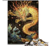 Puzzle da 1000 pezzi in stile giapponese raffigurante un drago, regalo per adulti, perfetto per trascorrere il tempo in casa e rafforzare l'amore tra coppie (26x38cm)