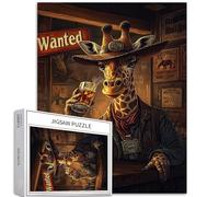 Puzzle da 1000 pezzi in stile giraffa cowboy per adulti Taverna occidentale Art puzzle impegnativo giochi di attività familiari colorati fai da te puzzle per decorazioni per la casa regali 50 x 68 cm