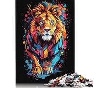 Puzzle da 1000 pezzi in stile graffiti con leone, difficoltà per adulti, rafforza i rapporti tra i membri della famiglia, 1000 pezzi (75x50 cm)
